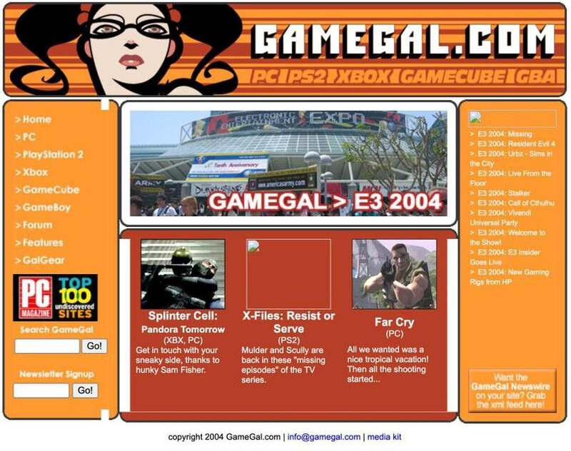 The GameGal.com front page in May 2004, leading with E3 2004 coverage.